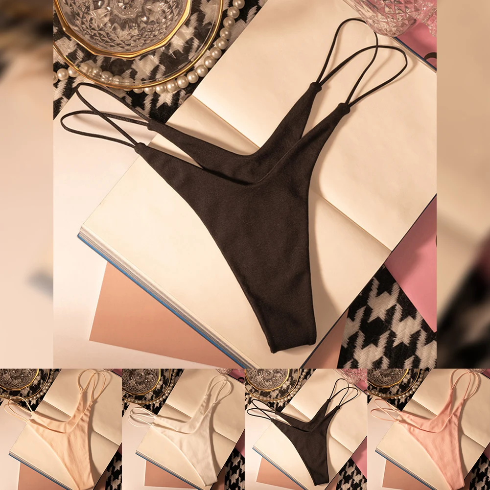 

1x Women Ladies Deep V T Back Breathable T Pants Thin Straps Sexy Sports Comfortable Silky Low Waist