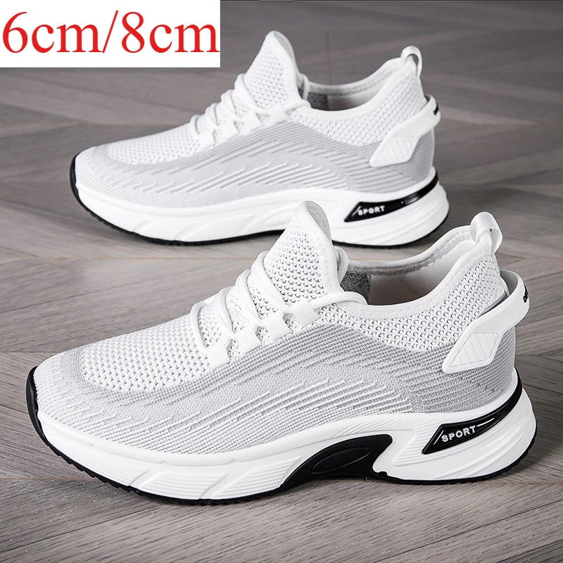 

Summer Men Sneakers 8CM Elevator Shoes Hidden Height Increasing Shoes for Men 6CM Casual Sport Heightening Shoes Tenis Masculino