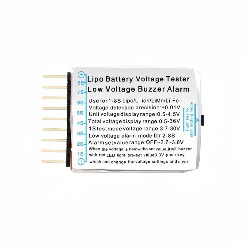 Beep sound/aviation model lithium battery tester/battery level display/low-voltage alarm/over discharge protector/1S-8S