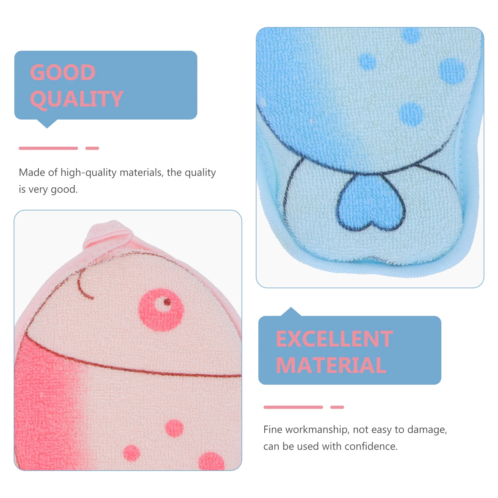 

3Pcs Baby Bath Towel Soft Skin-Friendly Infant Shower Towels Cartoon Style Lightweight Portable Bath Accessories
