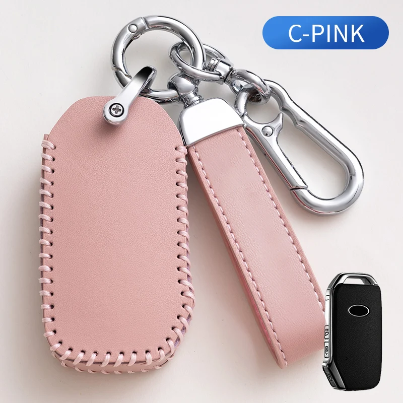 

Leather Car Key Fob Cover for KIA Sportage R GT Stinger Sorento Ceed Cerato Forte Niro Soul Telluride Protector Keyless