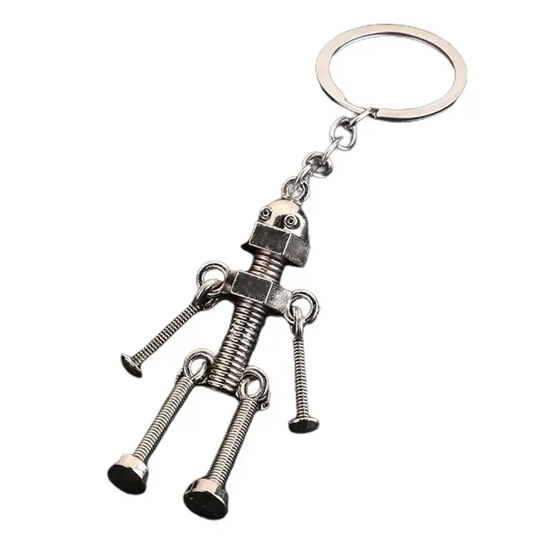 Metal Robot Keychain Hands And Feet Movable Robot Key Pendant Robot Key Charm Creative Hang Ornament Backpack Accessory