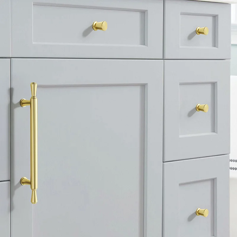 مقابض درج خزانة الأثاث مقابض المطبخ لمقبض الخزانة درج الباب الأثاث المطبخ الذهبي ثقب واحد الألومنيوم
