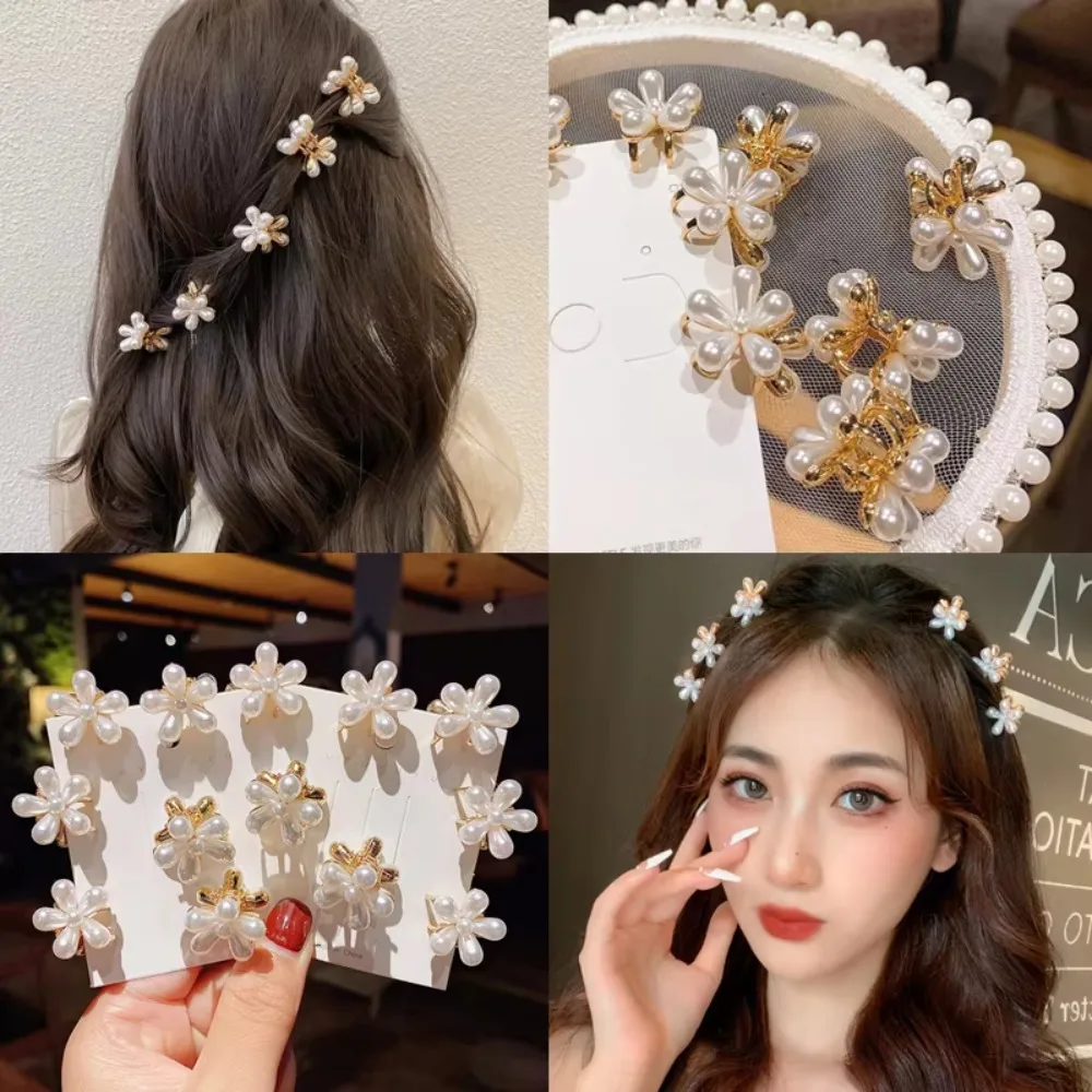 1/10pcs Cute Camellia Mini Grab Clips Jewelry Gift Small bangs Clip Pearl Hair Clips Ponytail Hair Crystal Flower Headdress