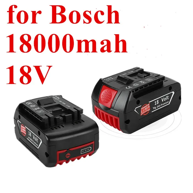 

18ah Li-Ion Rechargeable Battery for Bosch 18V BAT609 BAT618 BAT614 Electric Drill Power Tools Portable Replacement 6ah Battery