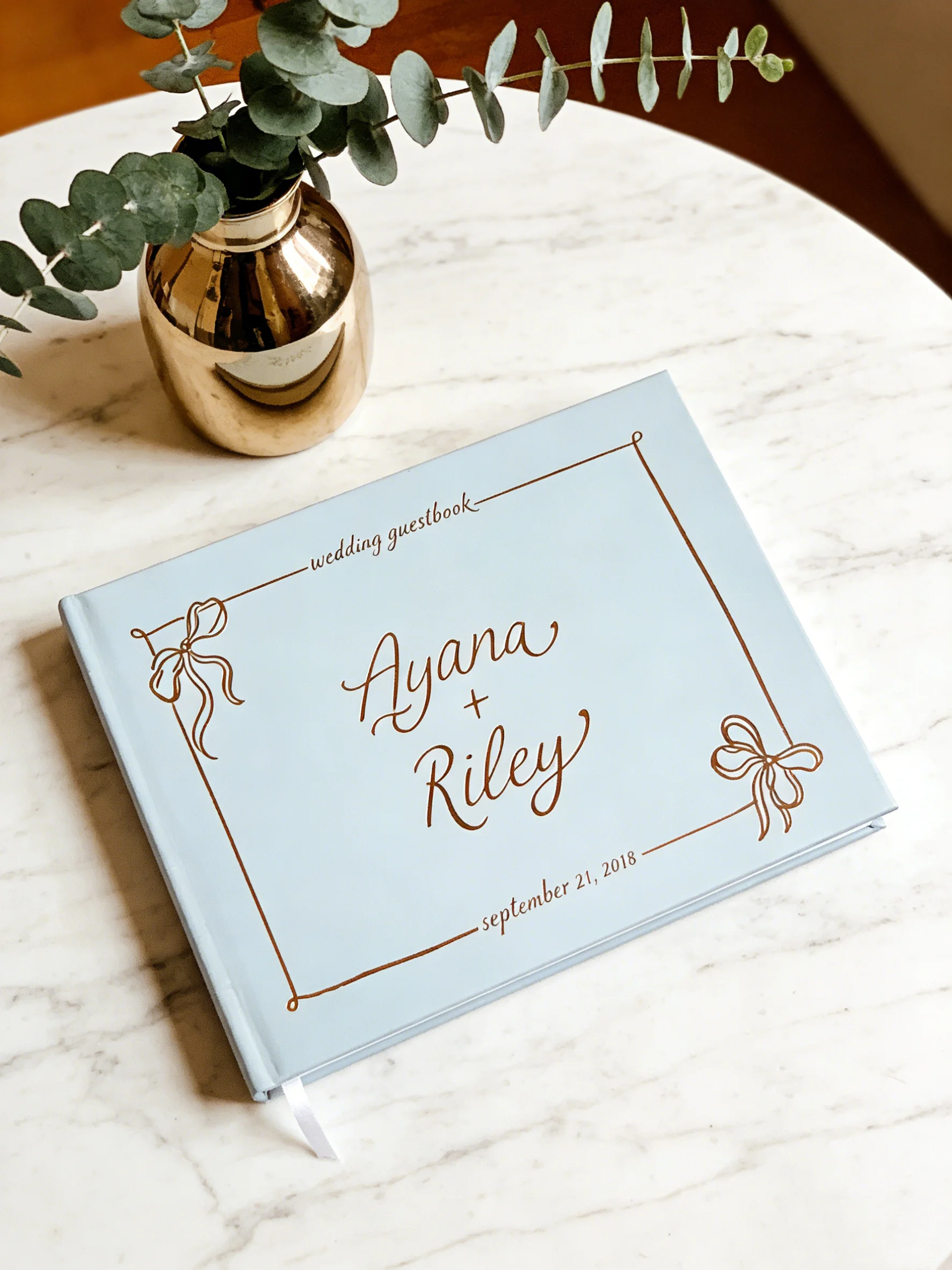

Cute Bows Coquette Wedding Guest Book, Silver Foil Hardcover Album, Modern Wedding Registry & Anniversary Keepsake Gift