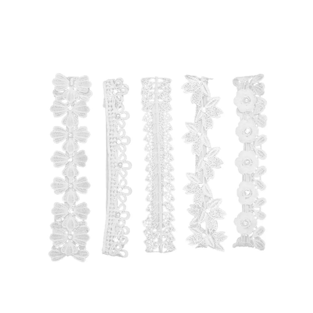 5Pcs Lace Hair Band Hollow Design Delicate Chic Elastic Headband for Festival Costume Party Cosplay Stage Performance