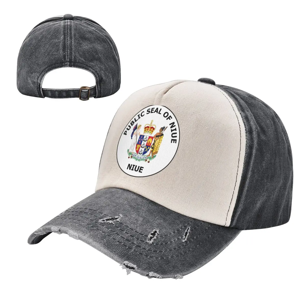 Emblem Of Public Seal Of Niue Distressed Baseball Cap Dad Hats Men Women Vintage Washed Cotton Trucker Adjustable Gift