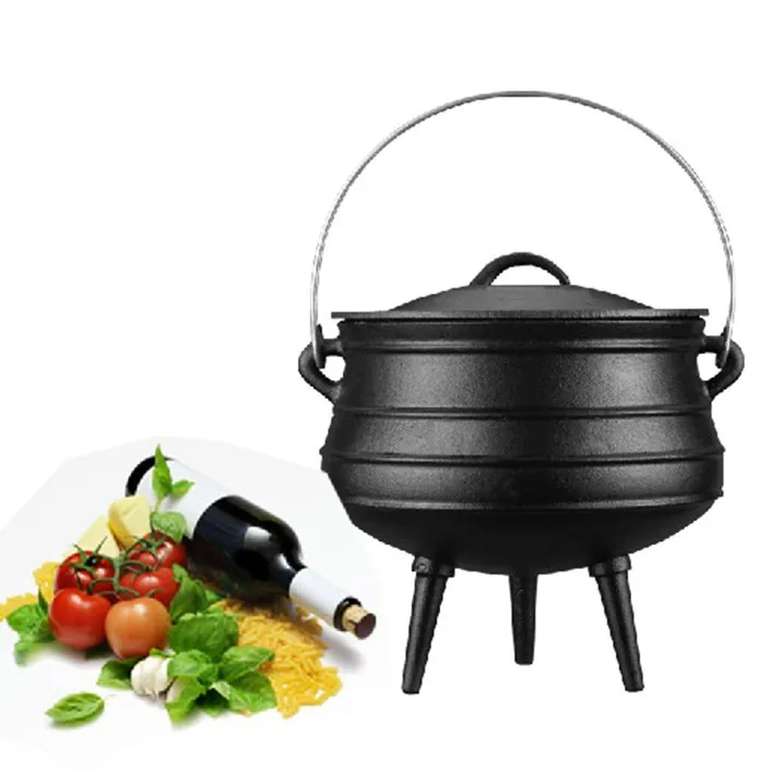 

Ле Als чугунная южноафриканская курильница для кемпинга, подвесное тушения, уличный штатив, тушеный горшок, три ножки для пикника