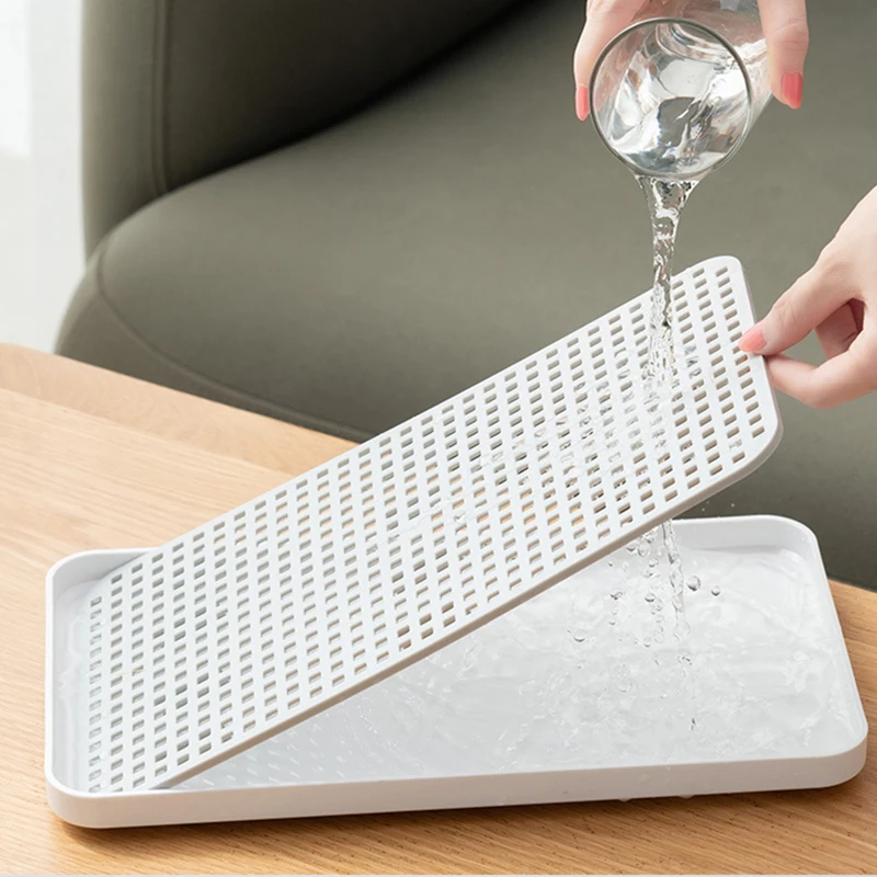 Double-layer PP Drain Board Detachable Draining Pan Kitchen Perimeter Storage Cup Holder Cutlery Rack