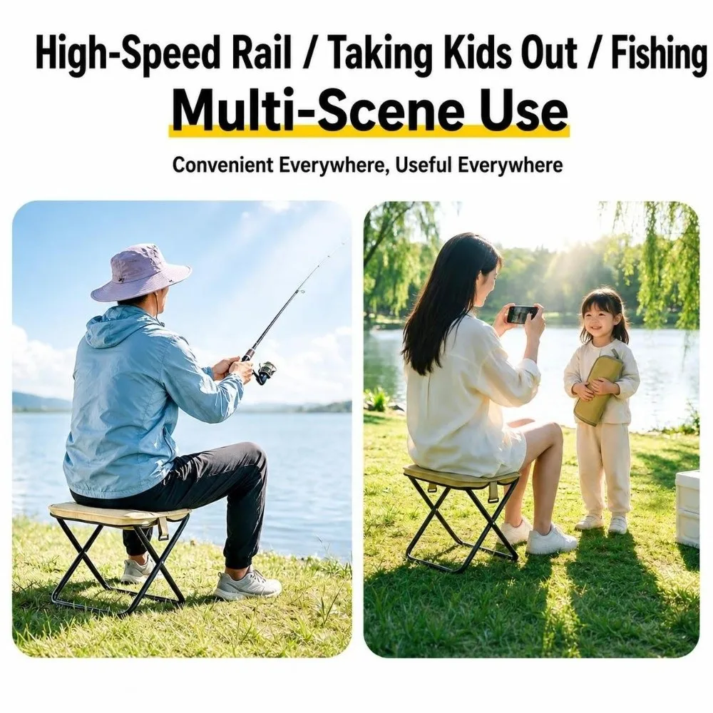 Heavy Load Bearing Folding Camping Stool Thick Breathable Fabric Metal Frame Heavy Duty Camping Chair Foldable Structure
