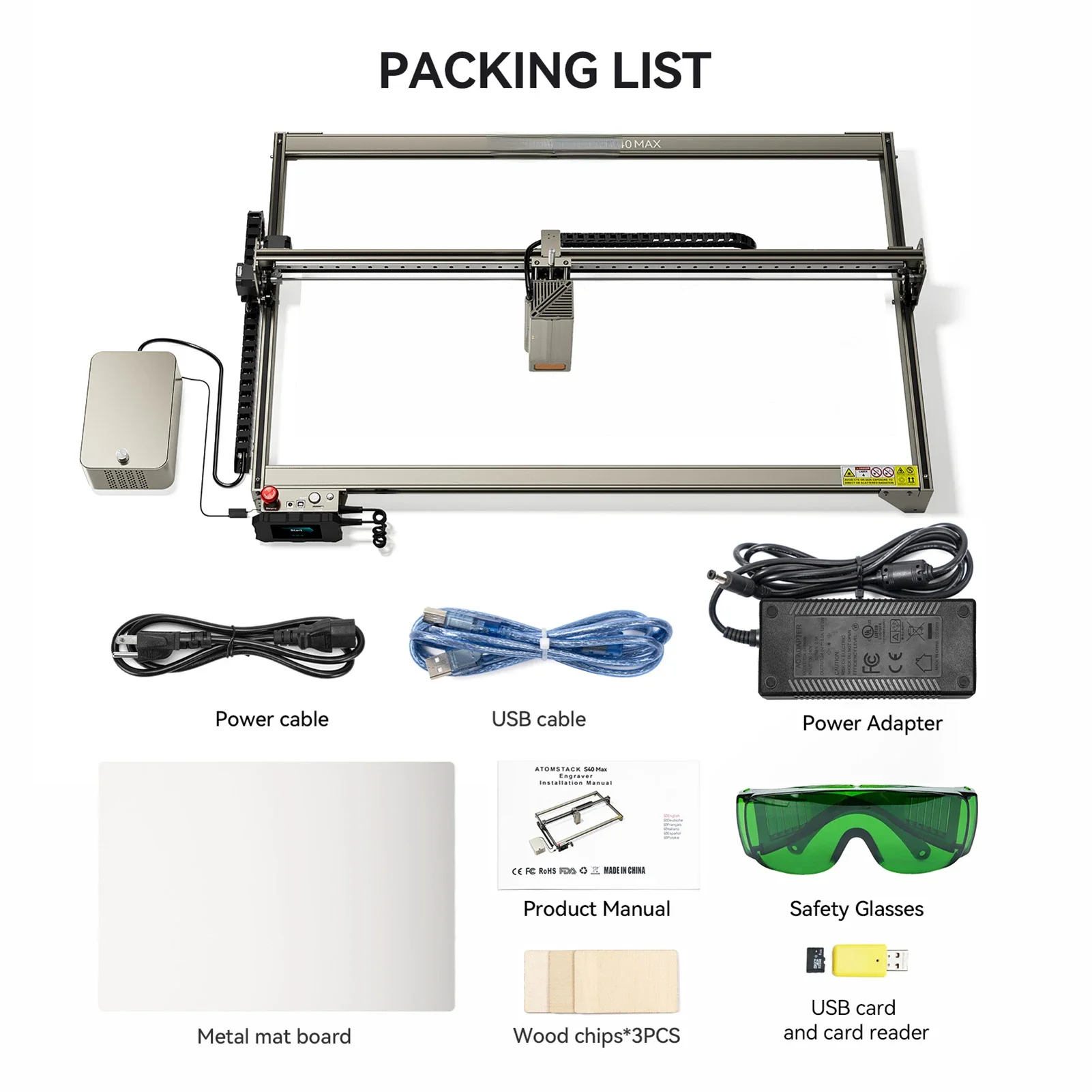 Max Laser Engraver With Dual Air Assist Pump Cutting 20mm Basswood 25mm Pine Paulownia 850*400mm