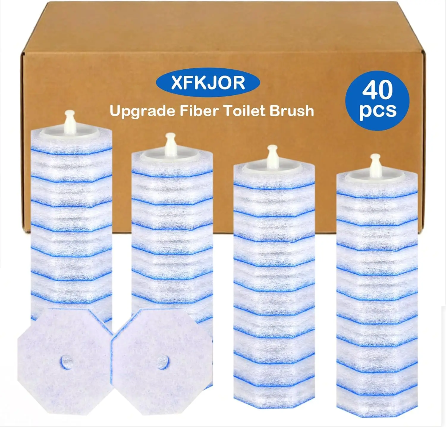 

40 Count Toilet Wand Refills with 5X Cleaning Power, Disposable Toilet Brush Heads for Bathroom Cleaning, No Falling Apart