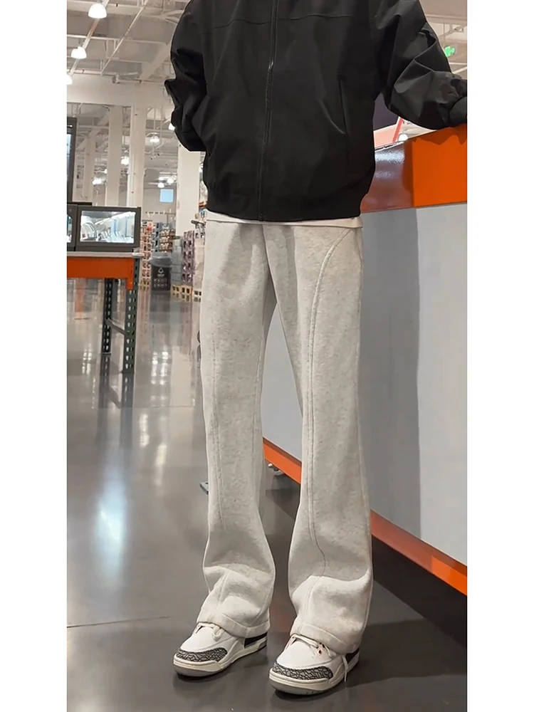 ay White Straight Leg Men's Sport Pants Spring Autumn High Rise Casual Trousers Cleanfit American Sle Long Trousers