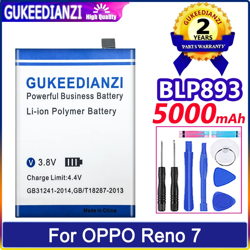 

GUKEEDIANZI Battery BLP893 5000mAh For OPPO Reno7 RENO 7 Batteries