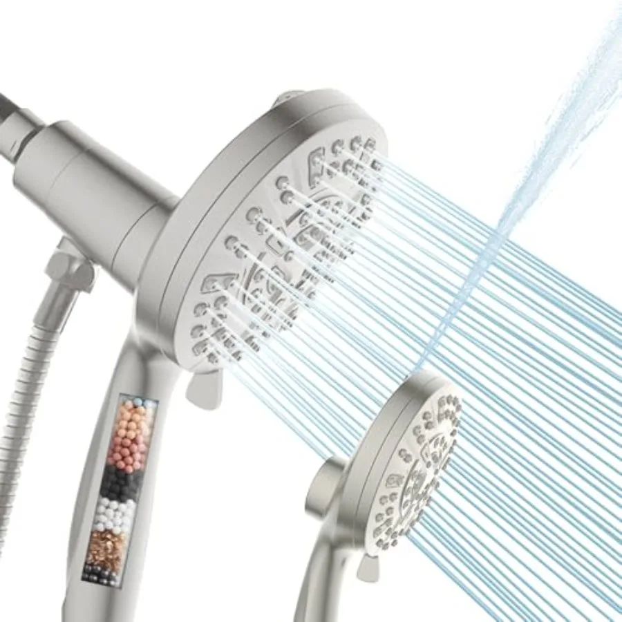 

Handheld Shower Head with Filter High Pressure 10-Spray-Mode Detachable Shower Head with 60-Inch Hose Powerful Hand Held Shower