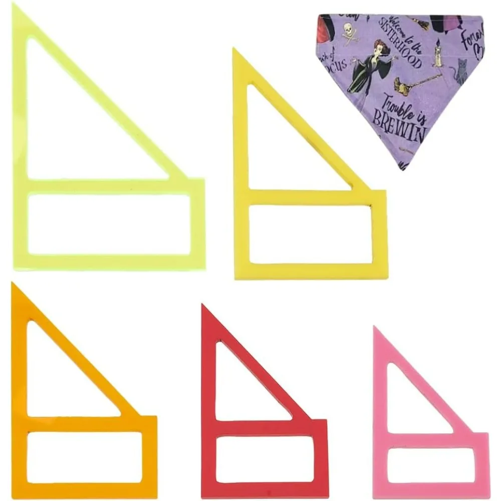 5Pcs 5 Sizes Tiny Dog Bandana Sewing Template Set Small Reversible Triangle Sewing Quilting Acrylic Quilting Template Stencil