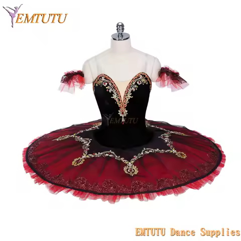 Adult Gilrs Esmeralda Professional Ballet Tutus Paquita Women Ballet Stage Costume Black Red Don Quixote Black Red Custom Made