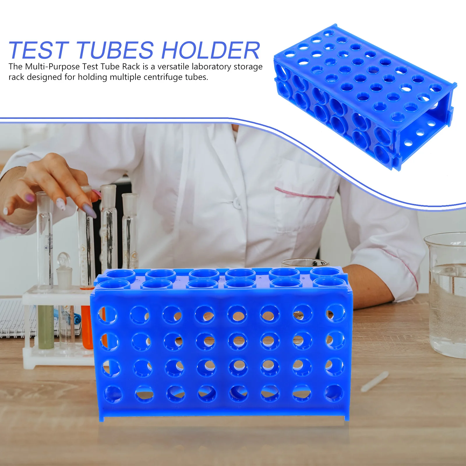 Centrifuge Tube Rack หลอดทดลอง Sampling Storage Display Sky-Blue สําหรับห้องปฏิบัติการ Organizer