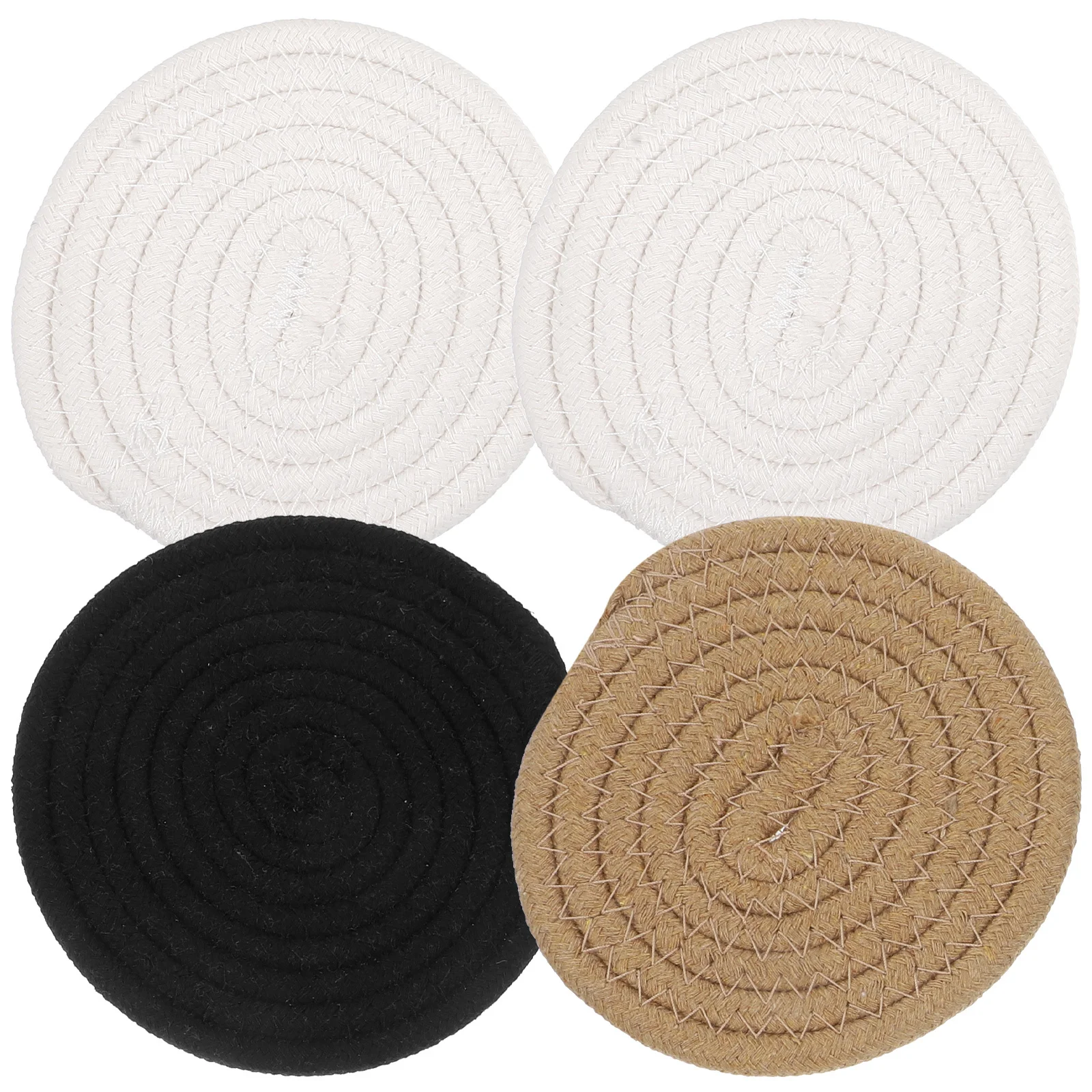 

4Pcs Woven Placemats Set Heat Resistant Cotton Dining Mats Reusable Round Table Protection for Home Cafe Restaurant Decorative