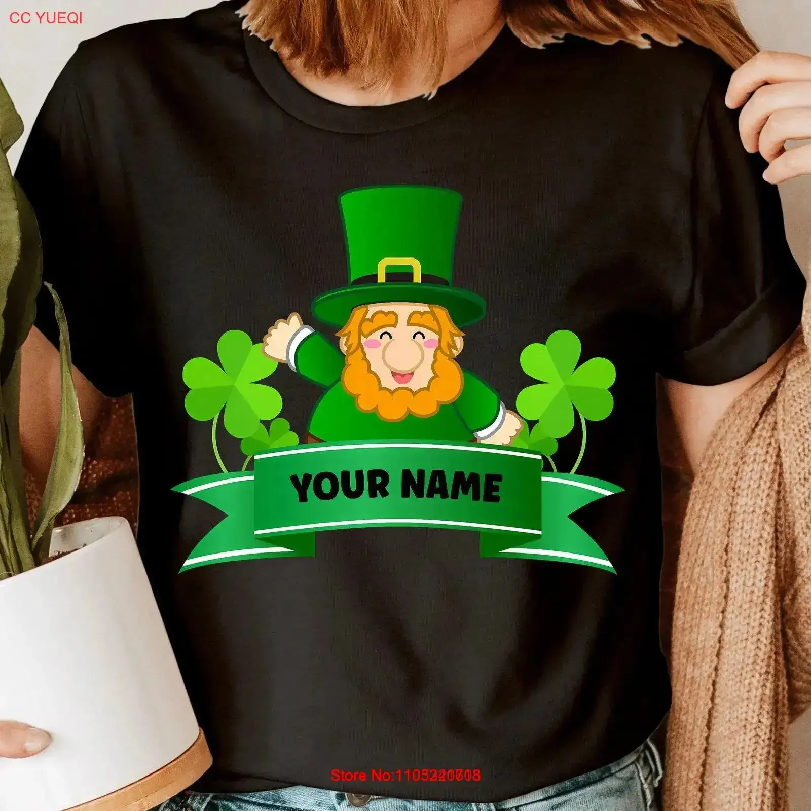 Personalised Your Name St Patricks Day Leprechaun Shamrock Womens T Shirt UJG6 vintage Washed Slightly Top For Everyday Wear