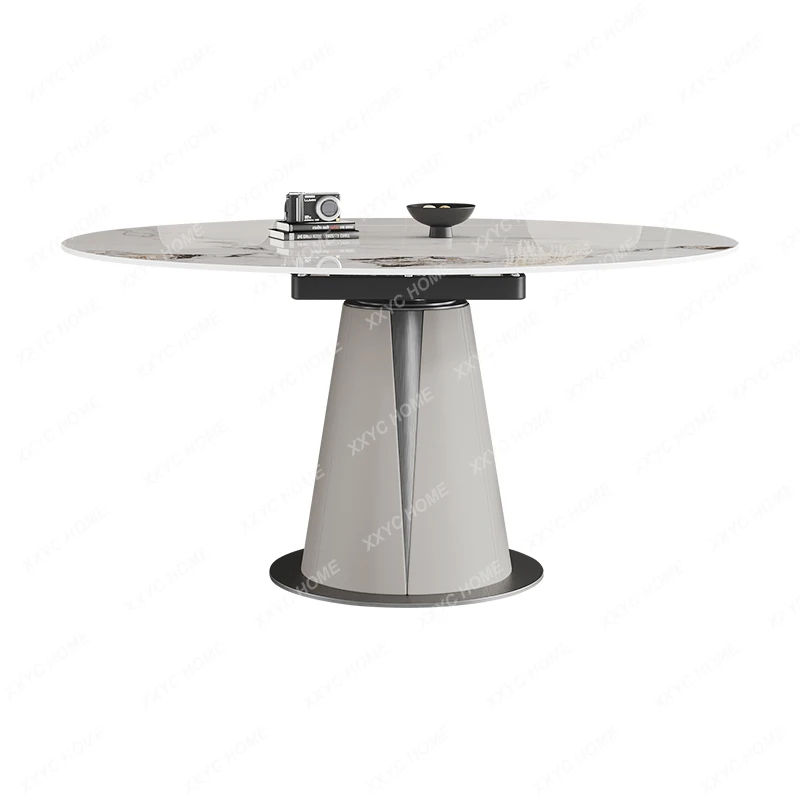 

Plate Dining Table Rotary Multifunctional Bright Modern Simple and Light Luxury Household Small Apartment round Dining Table