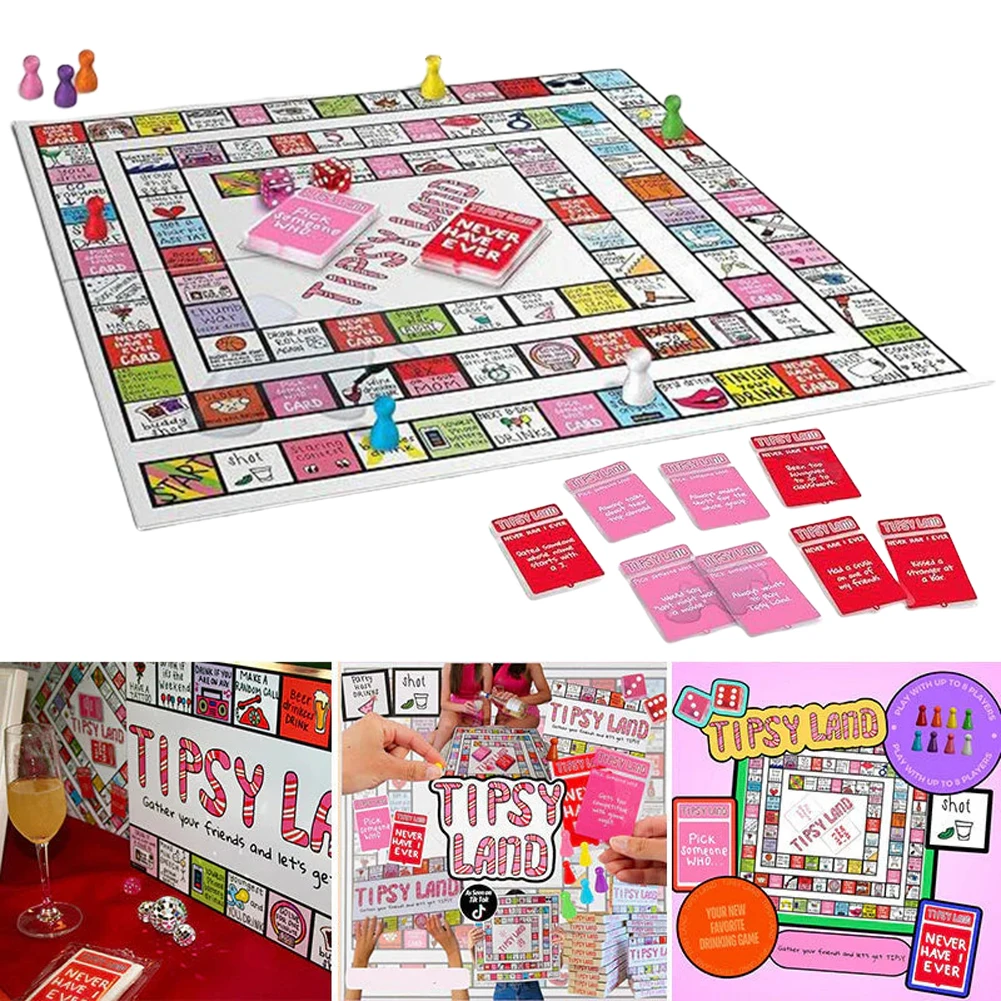 Tipsy Land Drinking Games Fun Drinking Board Game Interactive Board Games Bachelorette Party Games for Any Occasion