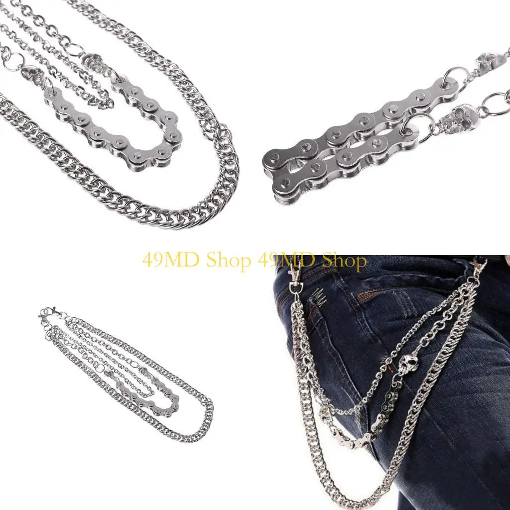 49md-パンクパンツチェーンファッションロックジーンズウエストアクセサリー男性ヒップホップスカルペンダント