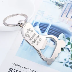 Baptism Gift for Guest Personalized Foot Shaped Keychain Bottle Opener Baby Shower Souvenir 1st Birthday Celebration Party Favor