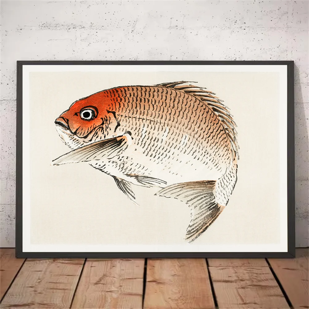 Vintage Japanese-style Wall Art Prints Featuring Animals—cats, Birds, and Fish—and Abstract Imagery; Posters for Home Decor
