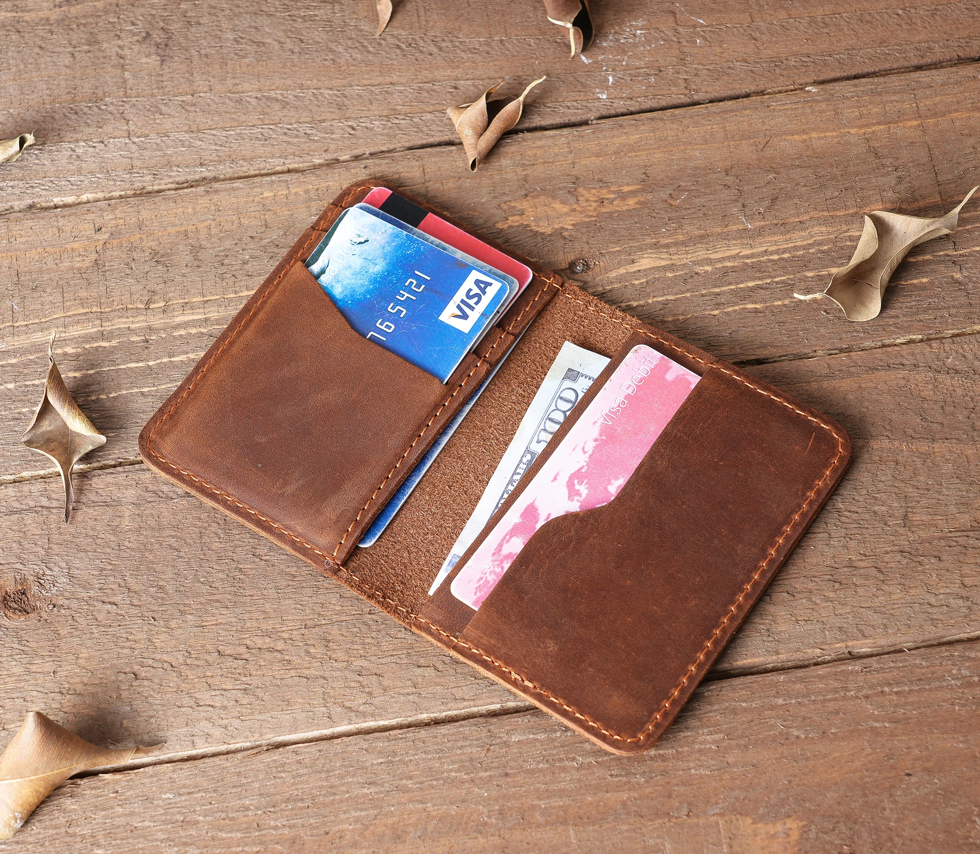 

New Card Holder Genuine Leather for Unisex ID Credit Card Wallet Business Money Pocket Case Multi-card Small Card Holder Wallets