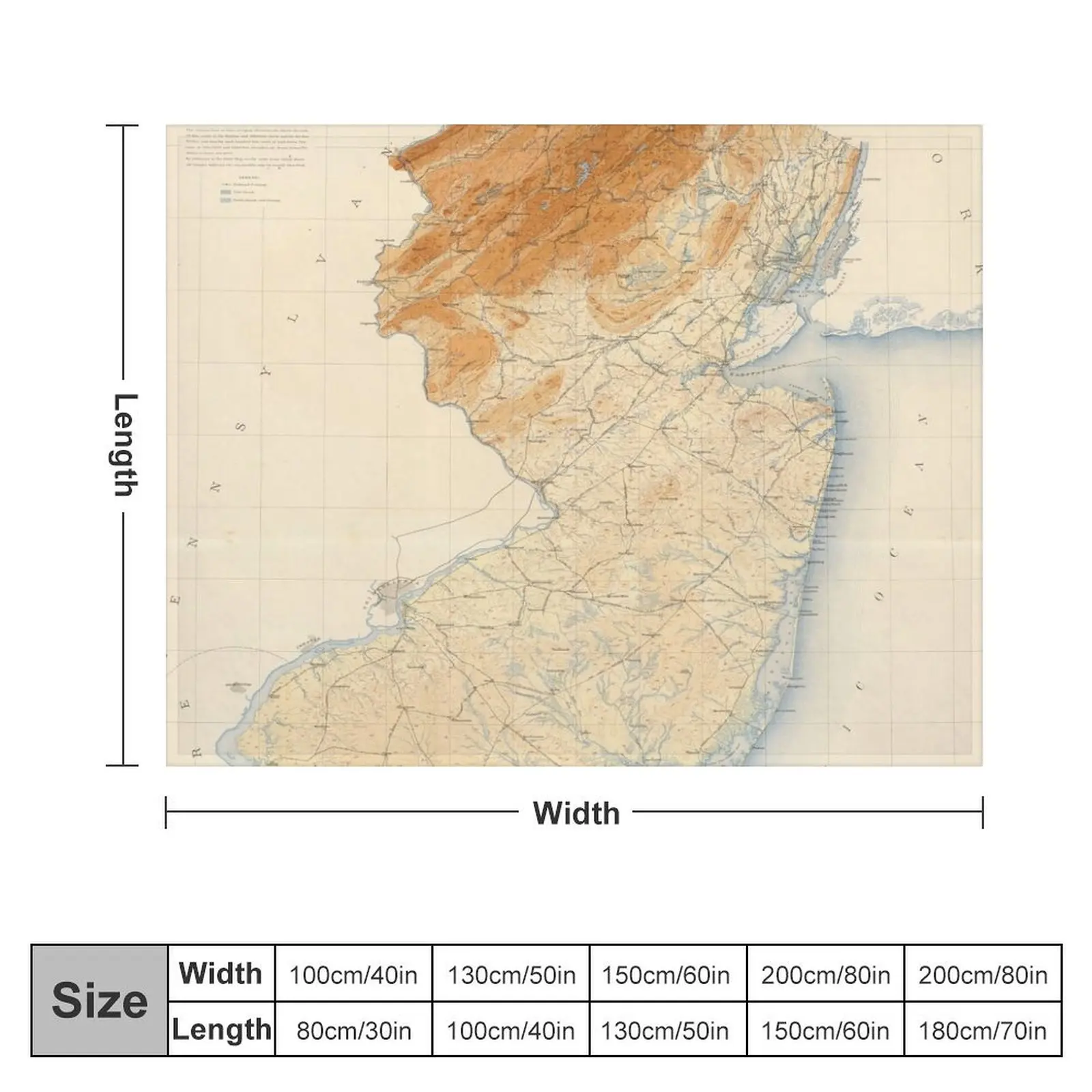 Old New Jersey Geological Map (1888) Vintage NJ Topography Atlas Throw Blanket christmas gifts warm for winter Hairys Blankets