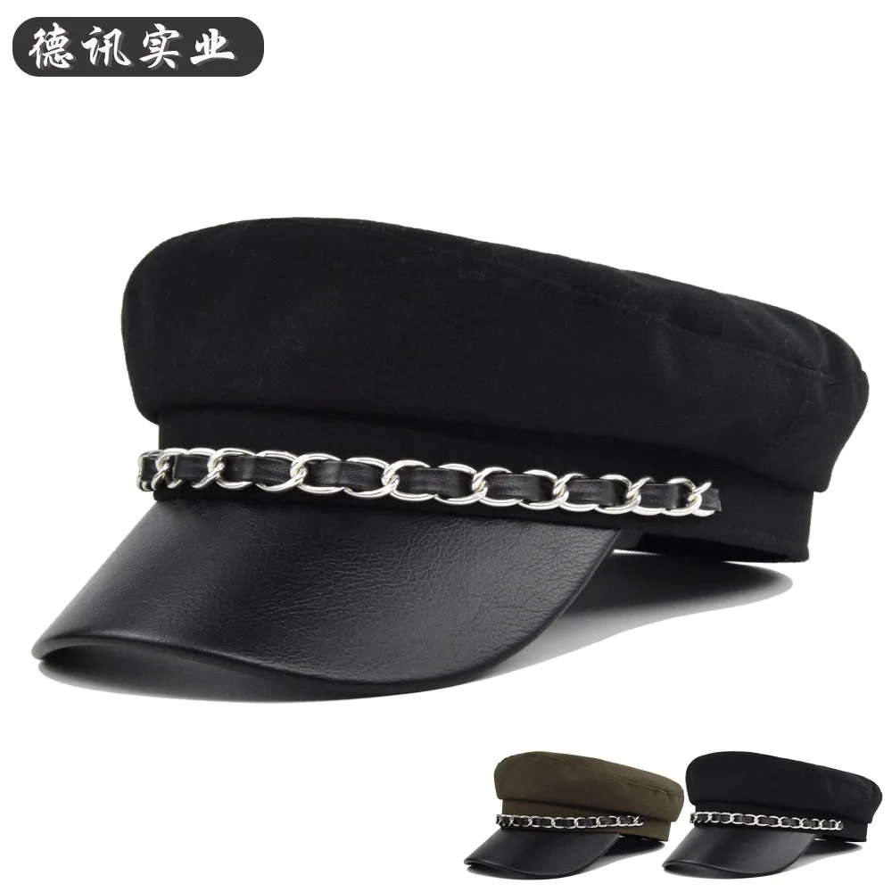 Women Fiddler Cap Newsboy Hat PU Leather Visor Beret Cap Paperboy Gatsby Hat