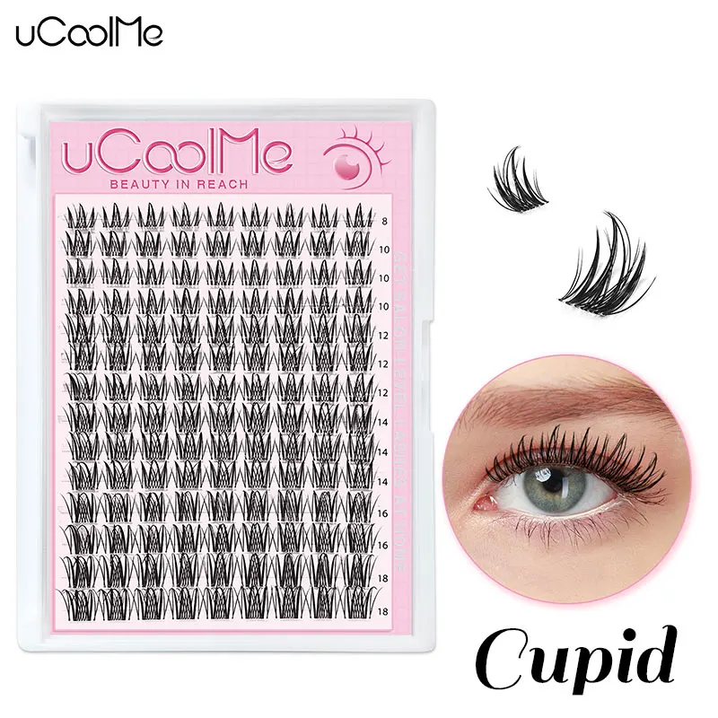 uCoolMe Lashes Cupid 0.05mm 126 Pcs Wider Span Clusters C Curl Wispy Beginner Friendly DIY Grafting False Eyelashes Extension