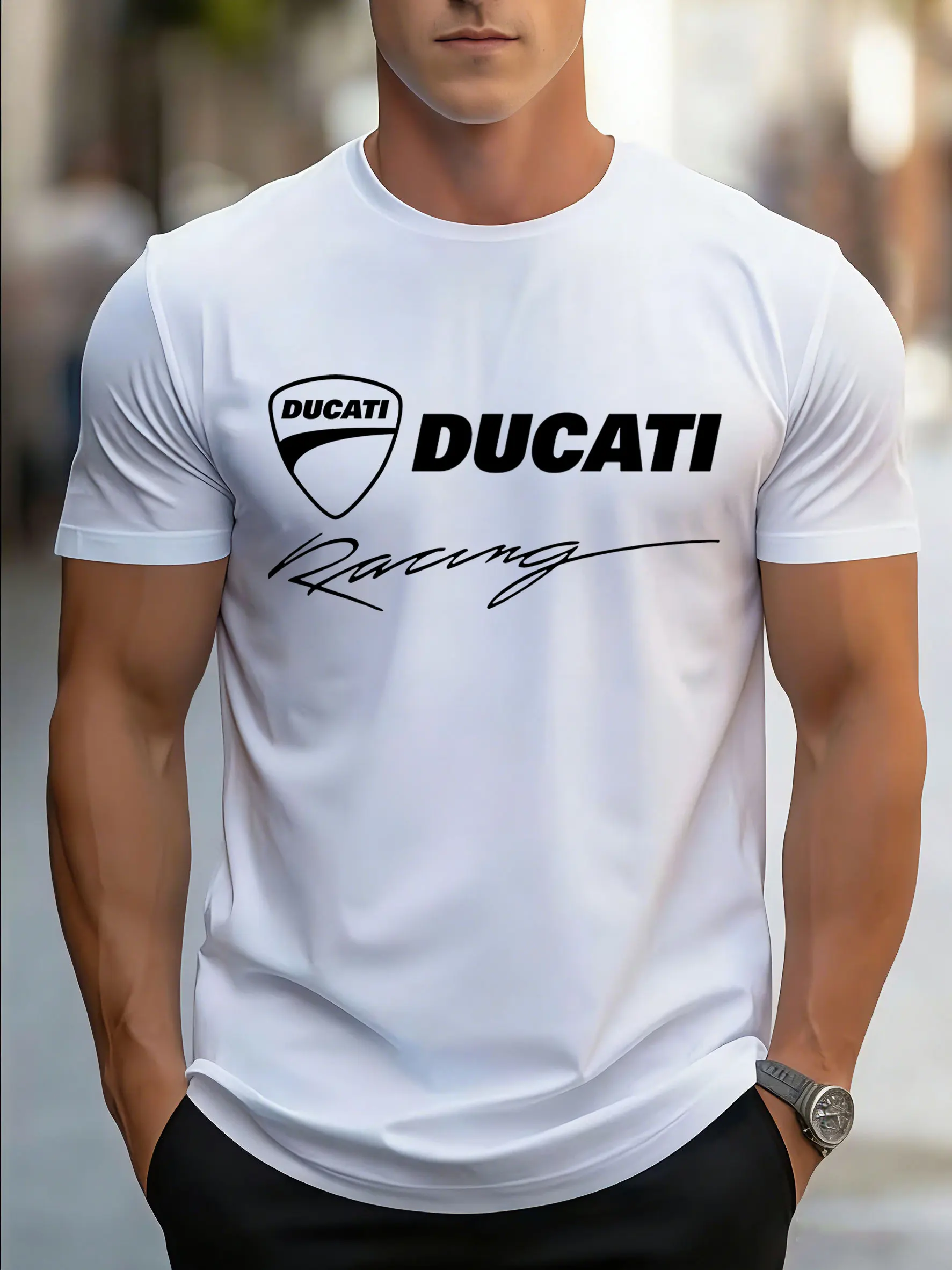 Ducati Panigale Italy Graphic Men Short Sleeve T-shirt Casual Crew Neck Sports Tee Classic Motorcycle Enthusiast Daily Wear Top view 5