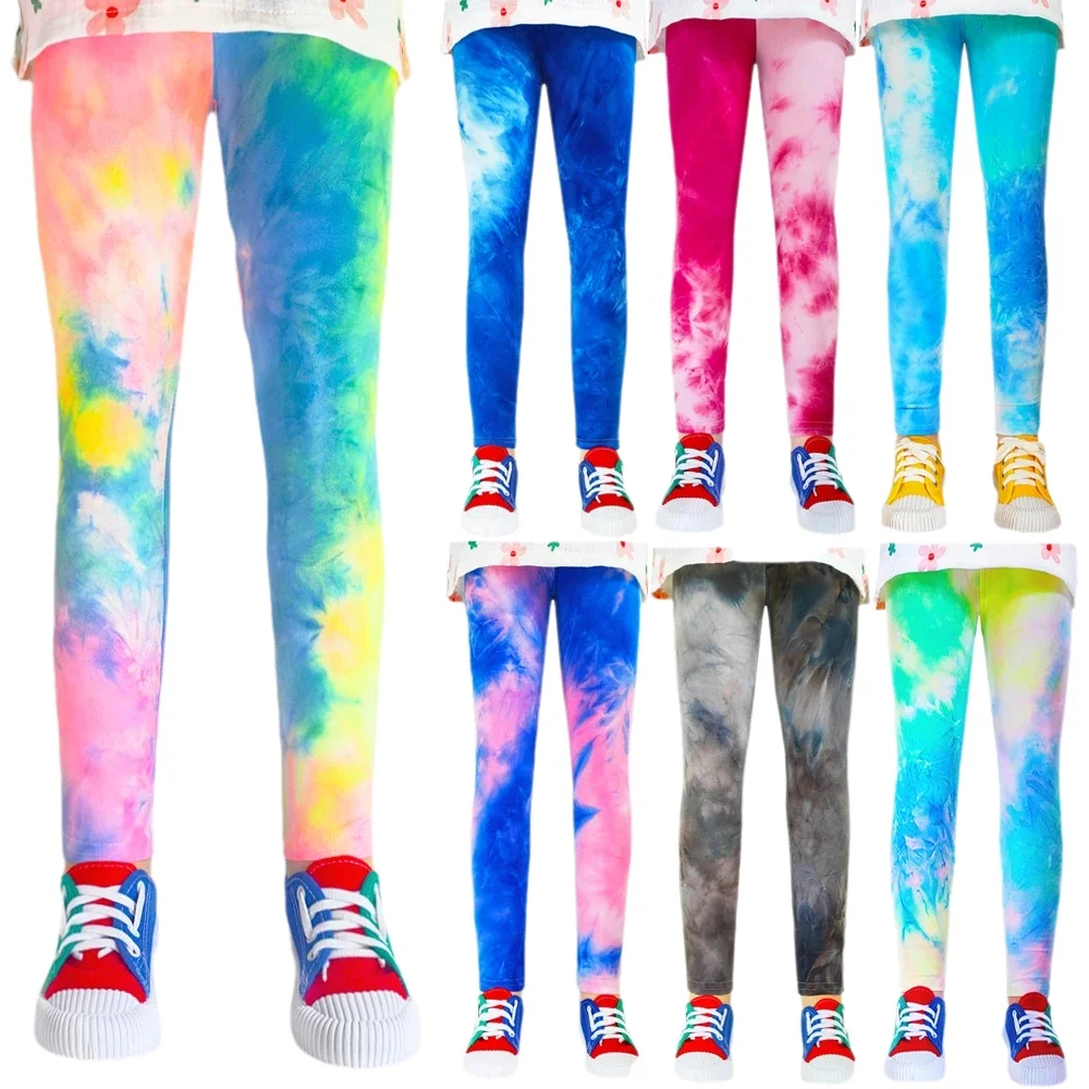 

Tie Dye Printing Girls Leggings Spring Summer Kids Colorful Elastic Slim Pants for Children ﻿