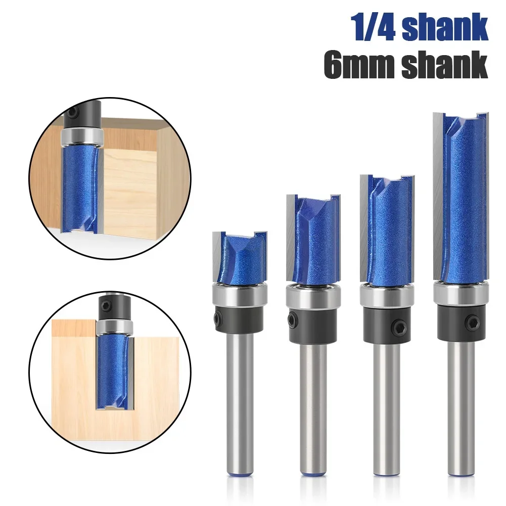 1PCS 1/4 In 6mm Shank Cutter Router Bit Trimming Woodworking Milling Cutter Dual Blades