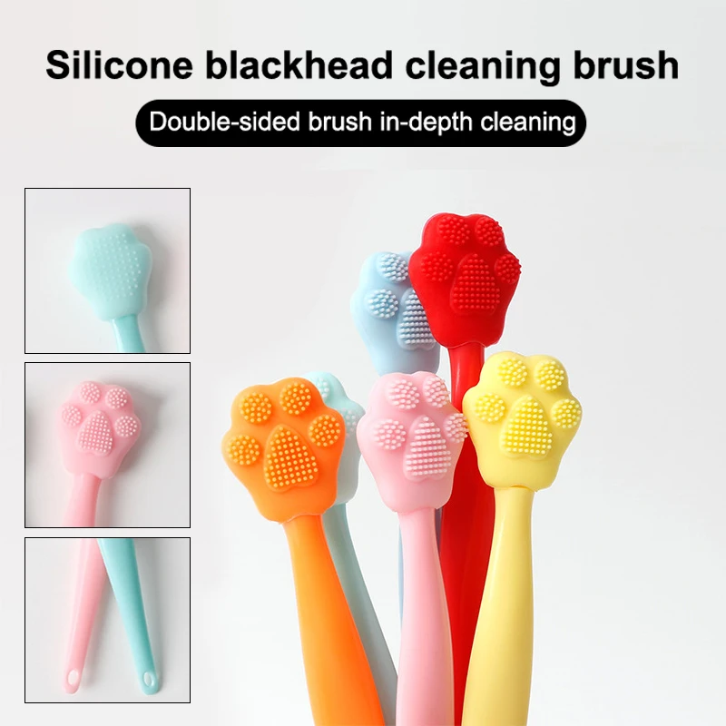 1 pz Zampa di Gatto Double-sided Lavaggio Viso Spazzola In Silicone Esfoliante Naso Pulito Spazzole Per La Rimozione di Comedone Strumenti Con Testa di ricambio