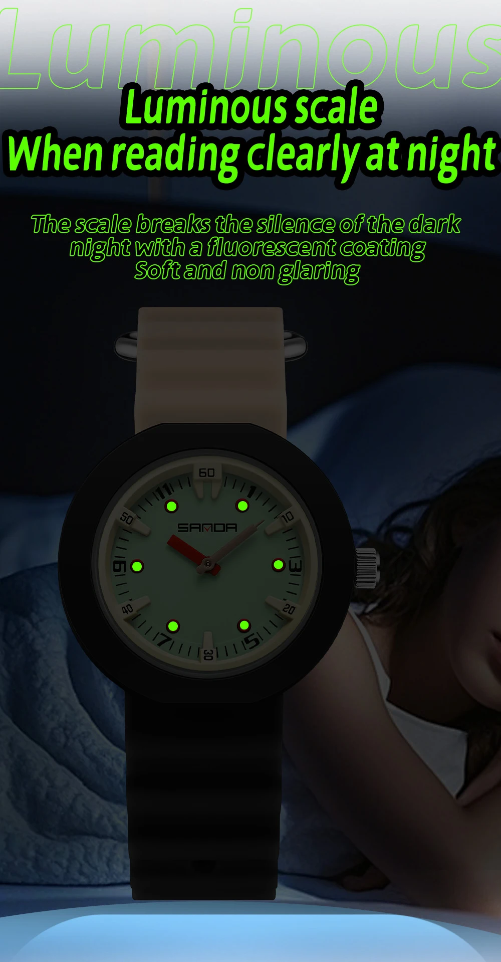 แฟชั่น SANDA แบรนด์ใหม่ 9108 เด็กควอตซ์นาฬิกา Night Light กันน้ําสีตัดกัน Stereoscopic Dial นาฬิกาควอตซ์