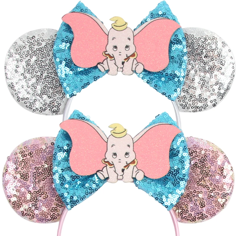 

Disney Dumbo Mickey Mouse Ears Headbands Women Sequins Bow Hair Accessories Elephant Headband for Girls Kids Party Headwear Gift