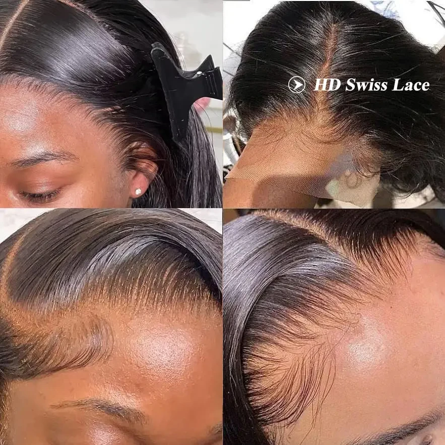 Rambut Lurus 13X4 Renda Transparan Frontal Pra Dipetik 100% Rambut Manusia Garis Rambut Alami 4X4 Penutupan Renda dengan Rambut Bayi