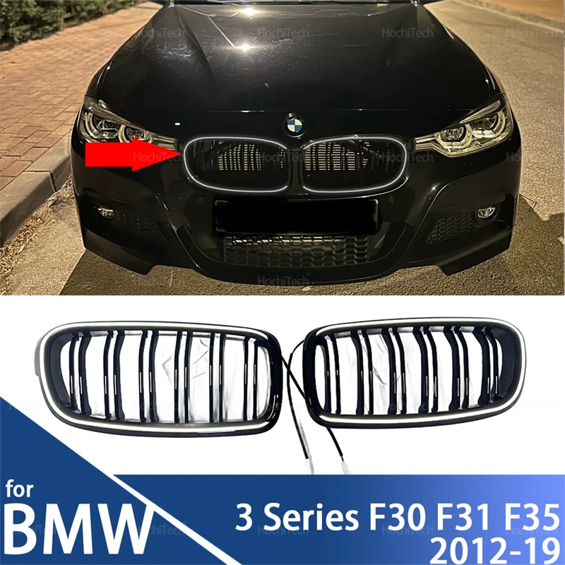 New Black LED Light Grille for BMW 3 Series F30 F31 316i 318i 320i 328i 330i 335i 340i Car Kidney Front Bumper Racing Grilles