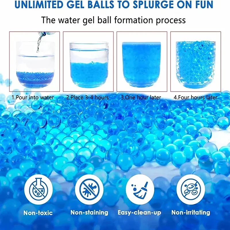 50000PCS 7-8mm Gel Balls Gun Water Beads Refill Ammo Non-Toxic Gel Balls for Splatter Blaster Kids Toy Growing Water