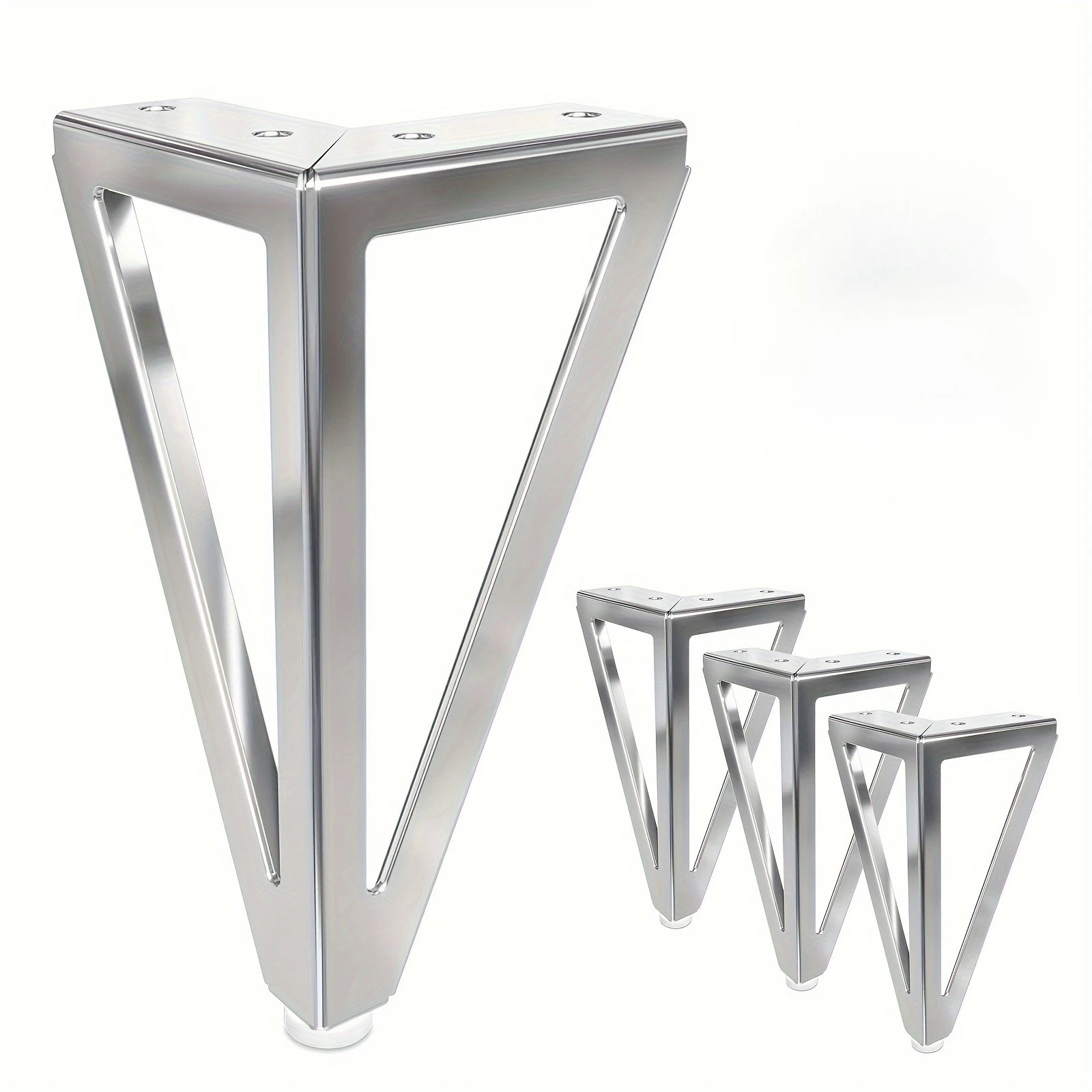 Srebrne metalowe nogi do mebli, pogrubione żelazne nóżki 15 cm do sofy, szafki RTV, szafki łazienkowej i stolika kawowego - wykończenie polerowane