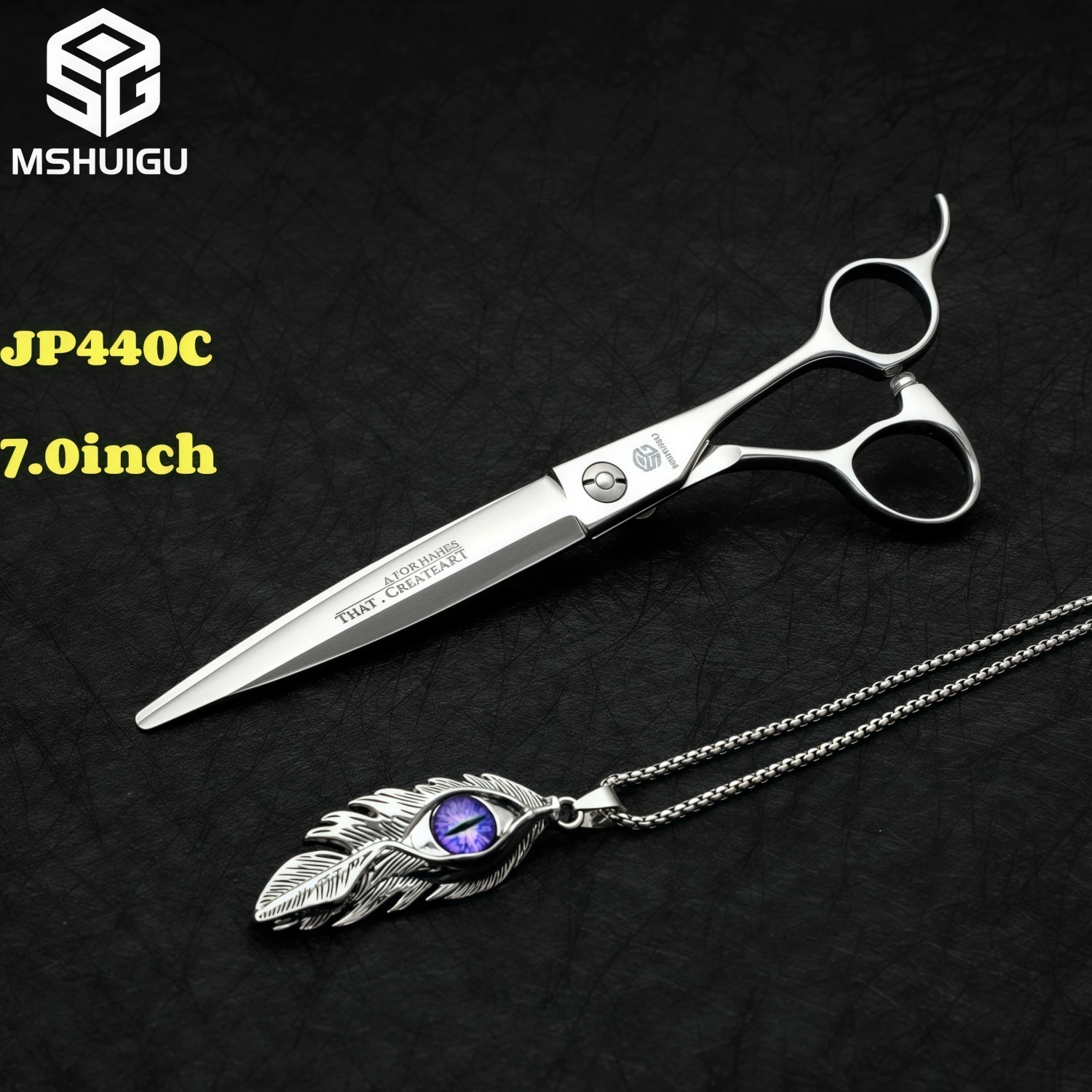 

MSHUIGU 7-дюймовые профессиональные парикмахерские ножницы JP440C Многофункциональные с расческой, ожерельем, инструменты для стрижки волос, внешняя упаковка в комплекте