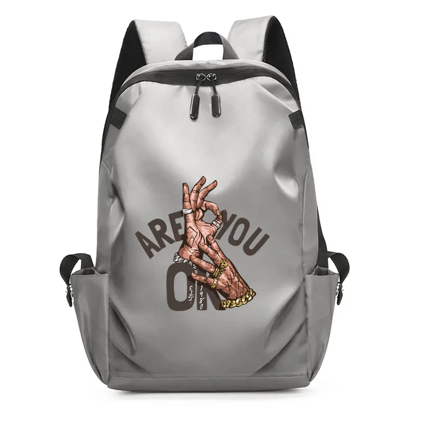 

Laptop Usb Backpack School Bag Funny OK Gesture Pattern Printed Hip Hop Harajuku Rucksack Backbag Male Women Leisure Backpack