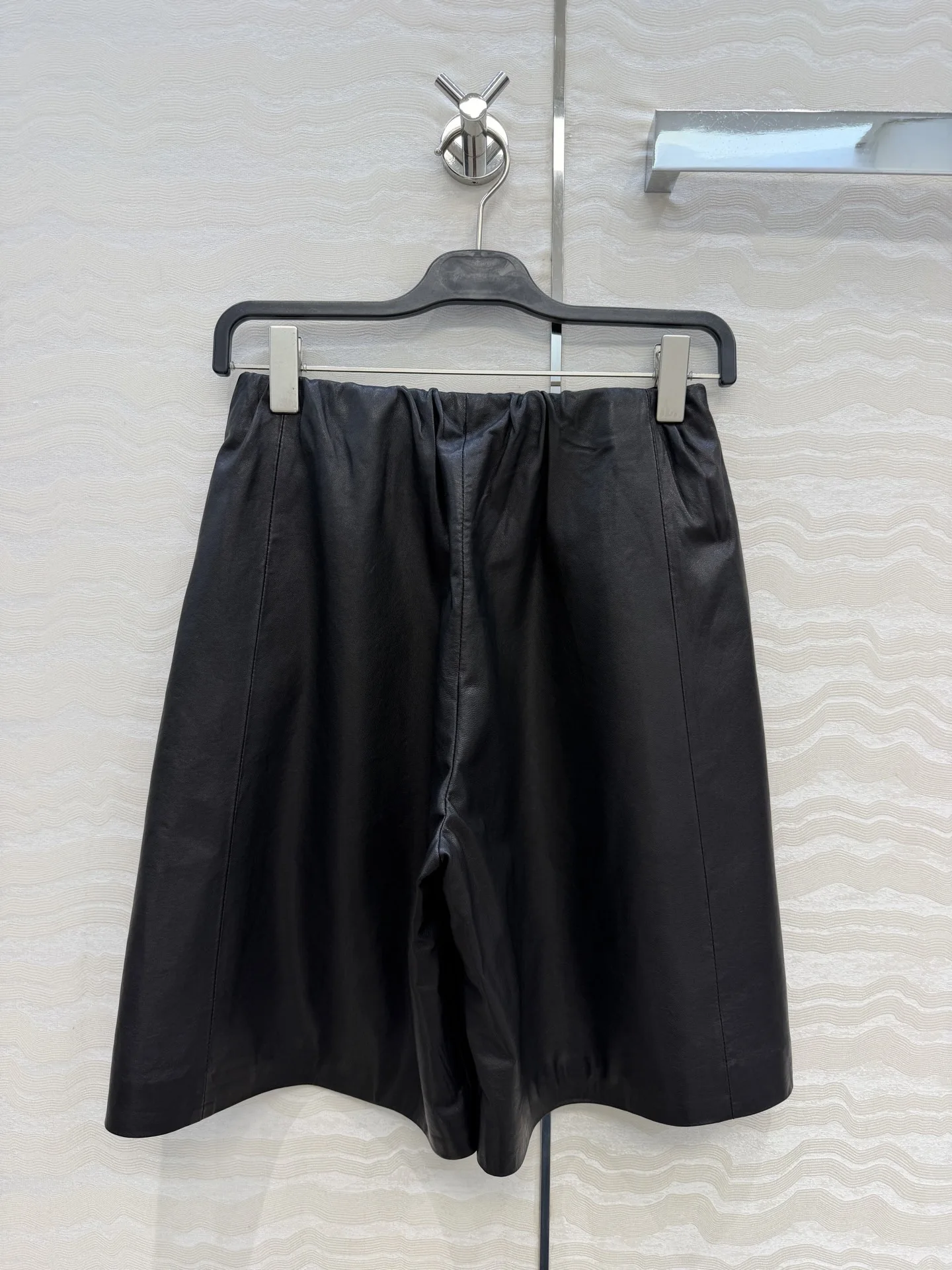 Women Premium Lambskin Wide Leg Midi Pants, Drawstring Waist, 100% Vegetable Tanned Lambskin, Flattering Fit