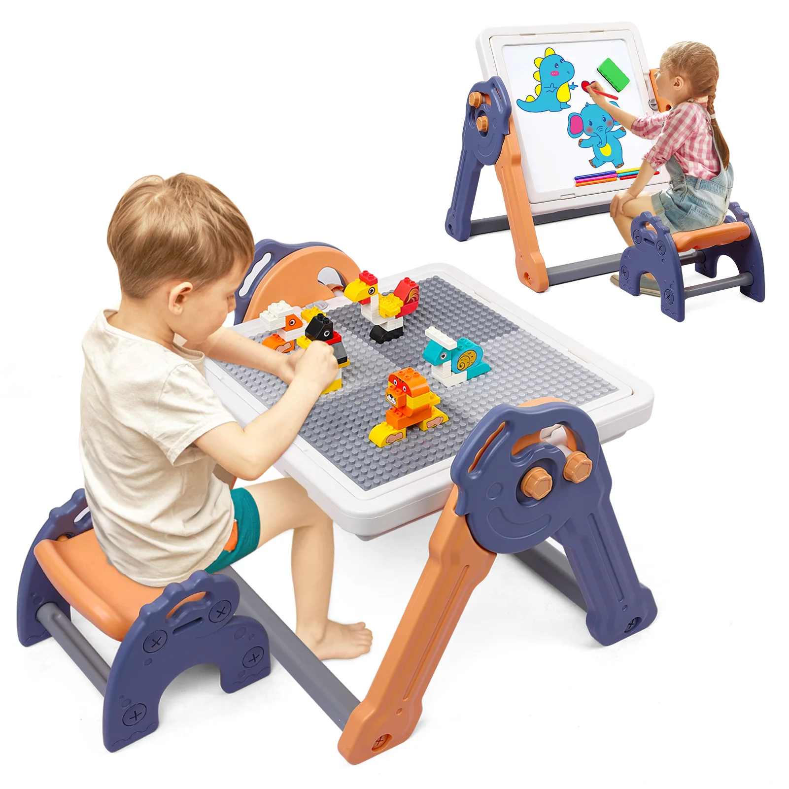 

8in1 Foldable Kids Activity Table for Toddlers 3-5, Activity Table Building Block Table with Whiteboard,Water Sand Table for Kid