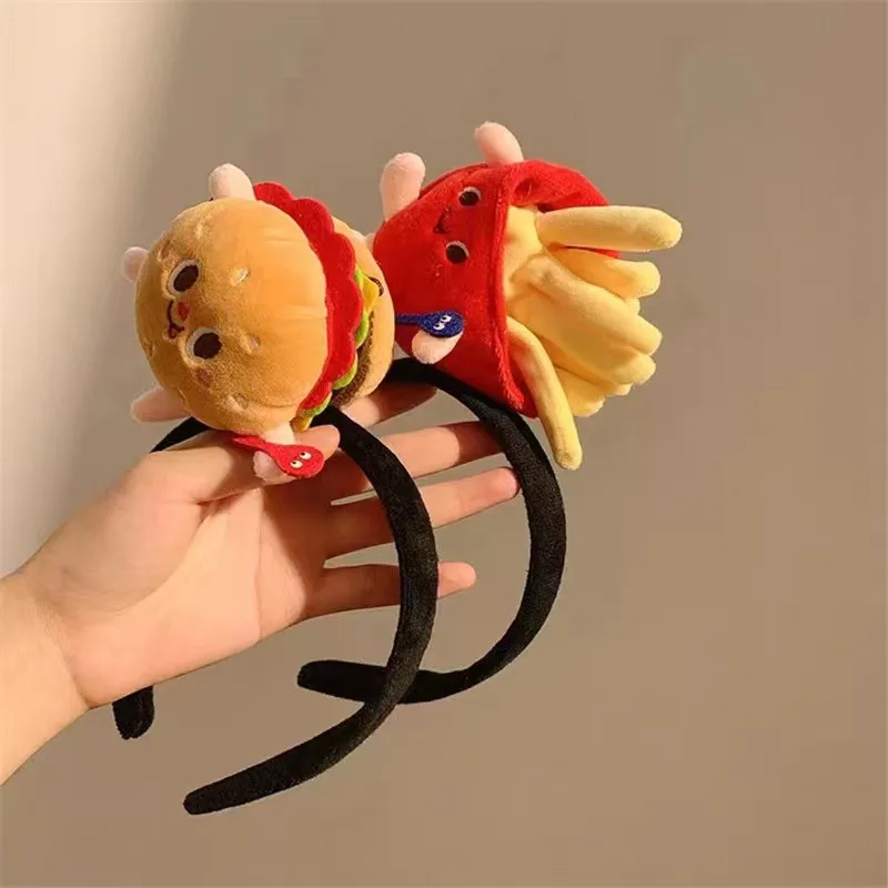 Cartoon plush hot dog hairband French fries hamburger personalized hairband big chicken leg toast hair accessories