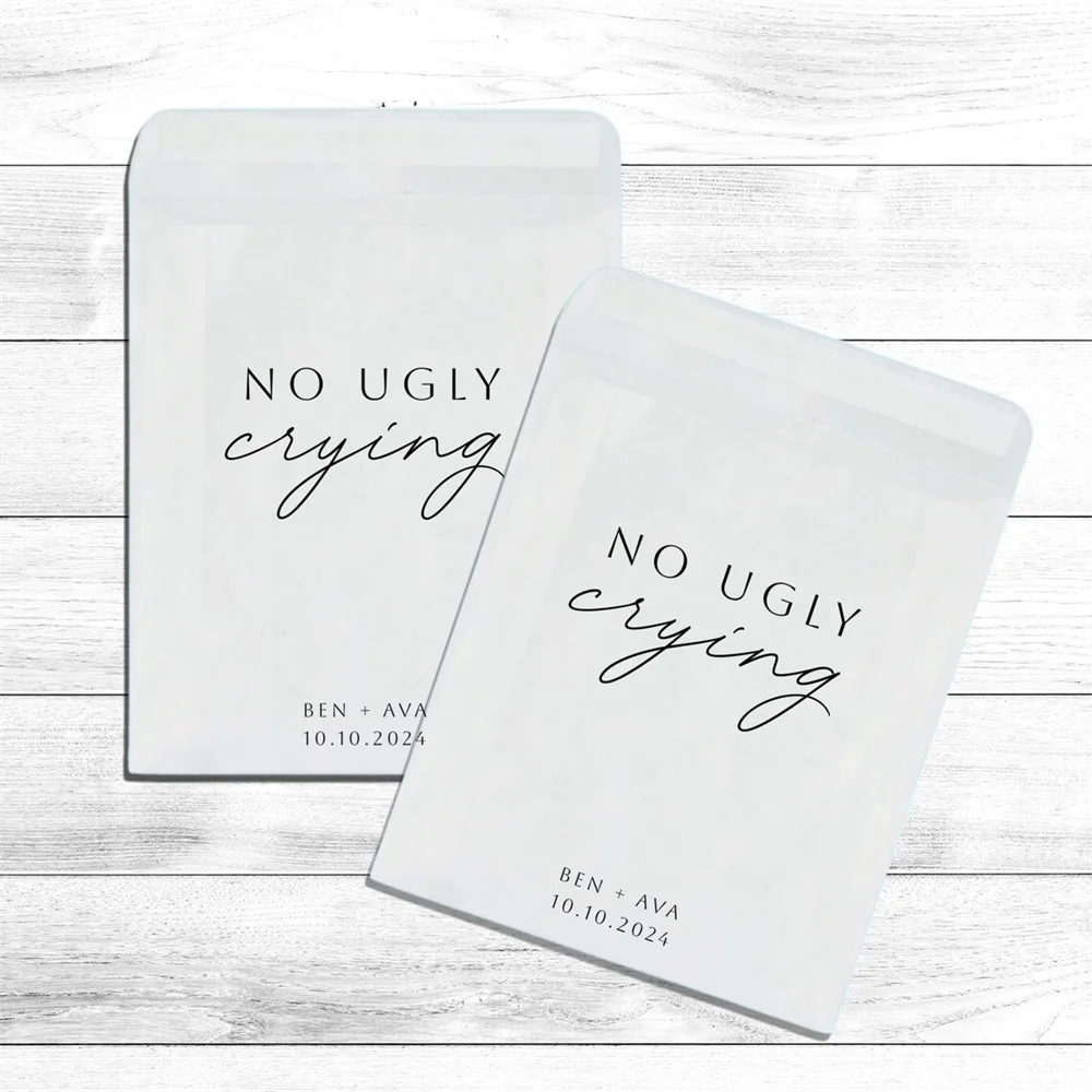 No Ugly crying Tissue Packets | Wedding Tissues | For your Happy tears | Wedding tissue packs | Wedding | Personalised tissue pa